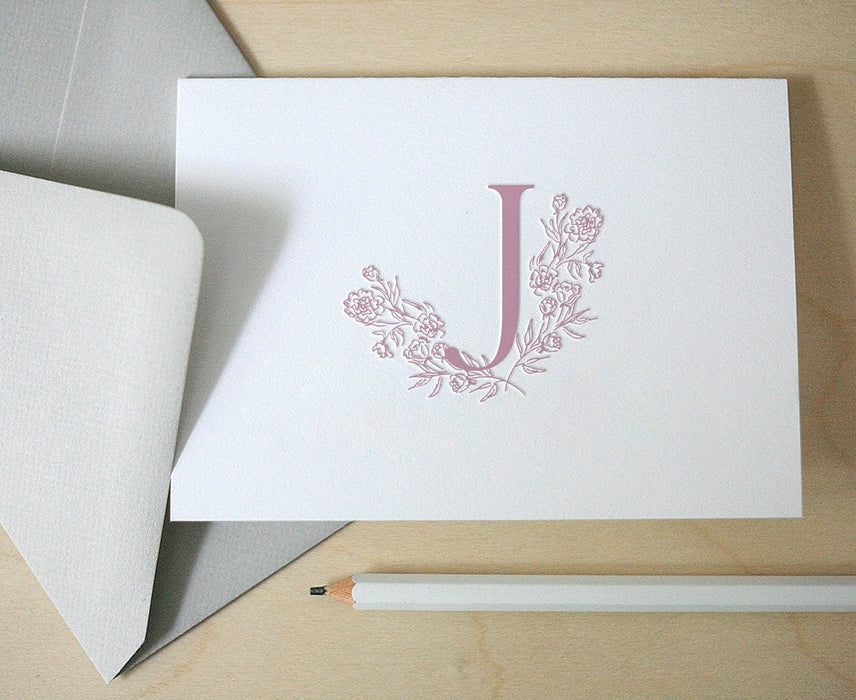 Flora Monogram Letterpress Stationery