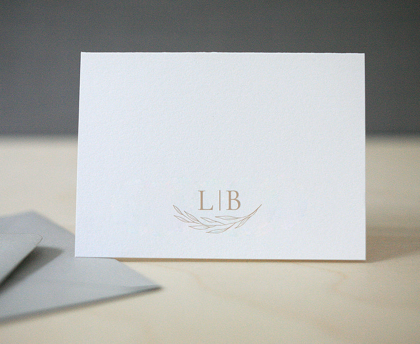 Sprig Monogram Letterpress Notecards