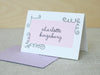 a card with a handwritten message on it