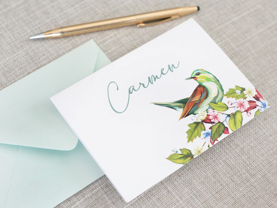 a card with a picture of a bird on it