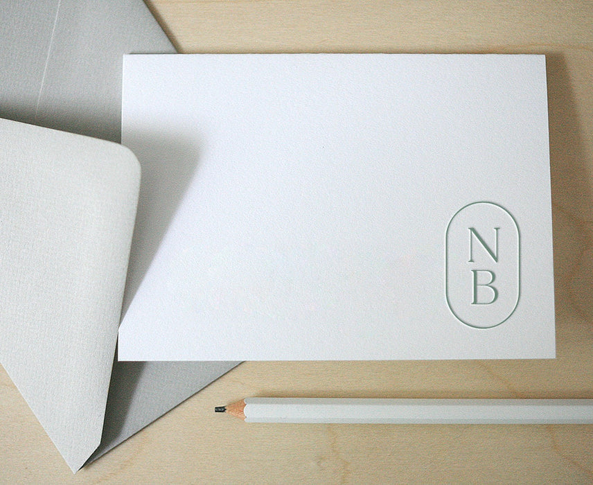 Oval Monogram Letterpress Stationery