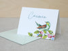 a card with a picture of a bird on it