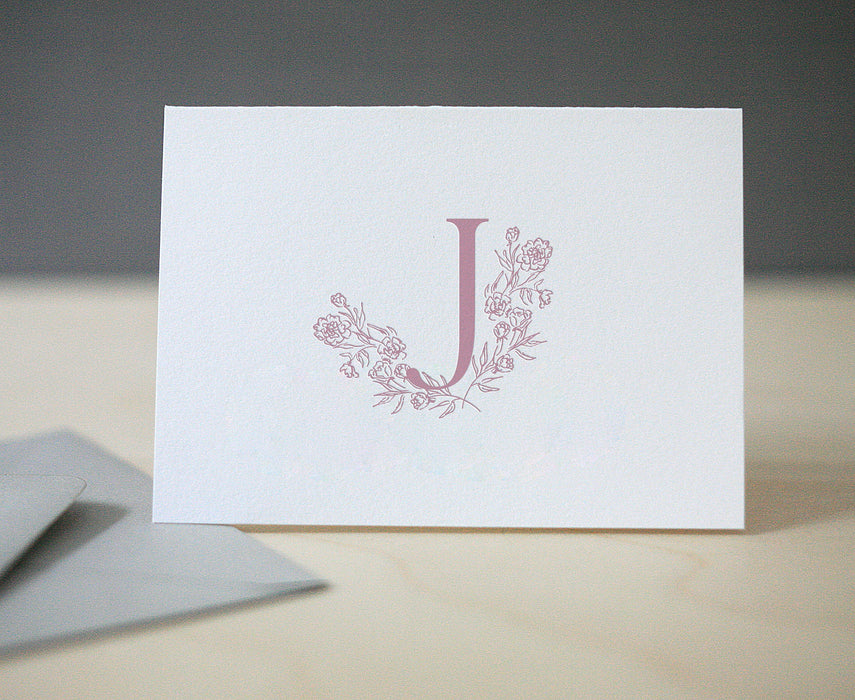 Flora Monogram Letterpress Stationery