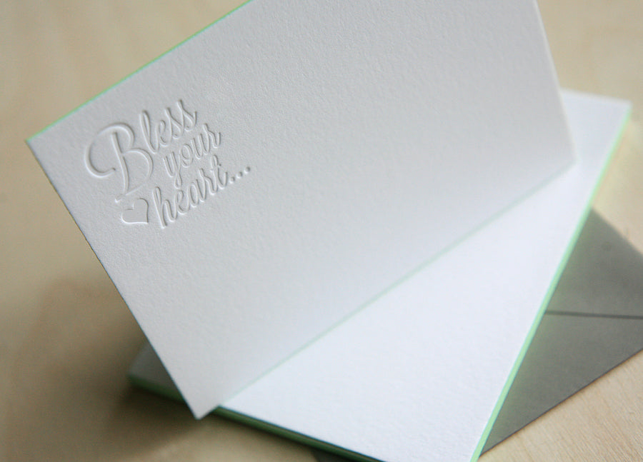 Bless Your Heart Letterpress Edge Painted Notes