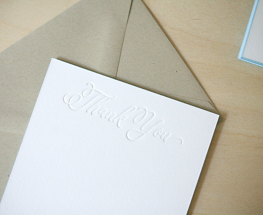 Calligraphy Thank You Letterpress Edge Painted Notes