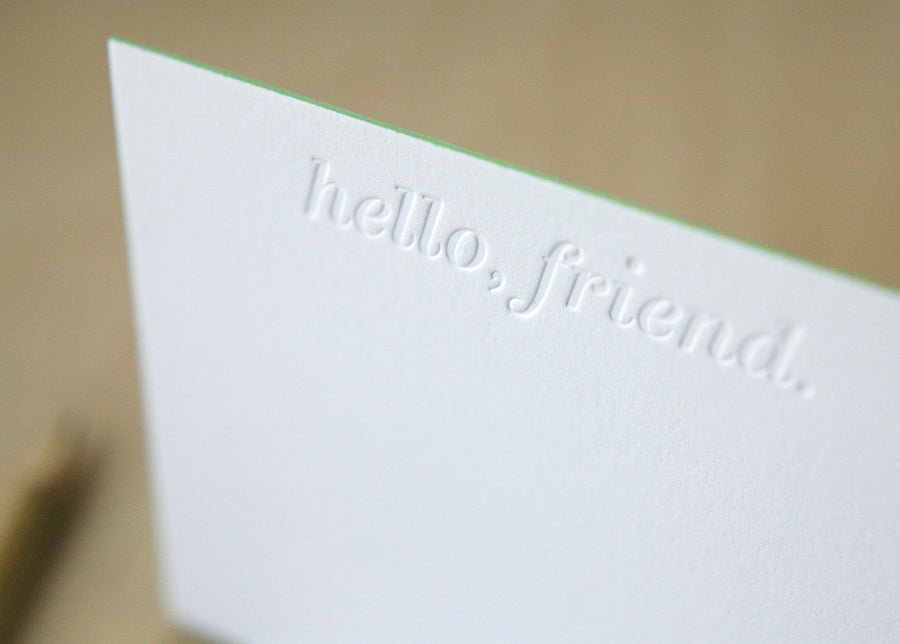 Hello Friend Letterpress Edge Painted Notes