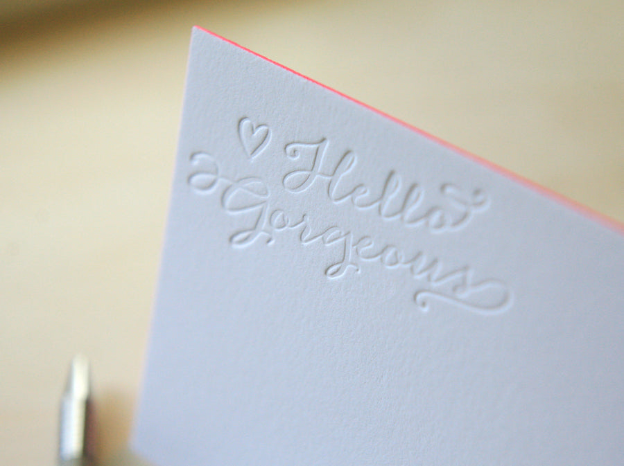 Hello Gorgeous Letterpress Edge Painted Notes