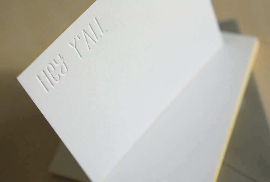 Hey Y'all Letterpress Edge Painted Notes