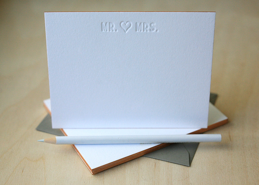 Mr. & Mrs. Letterpress Edge Painted Notes