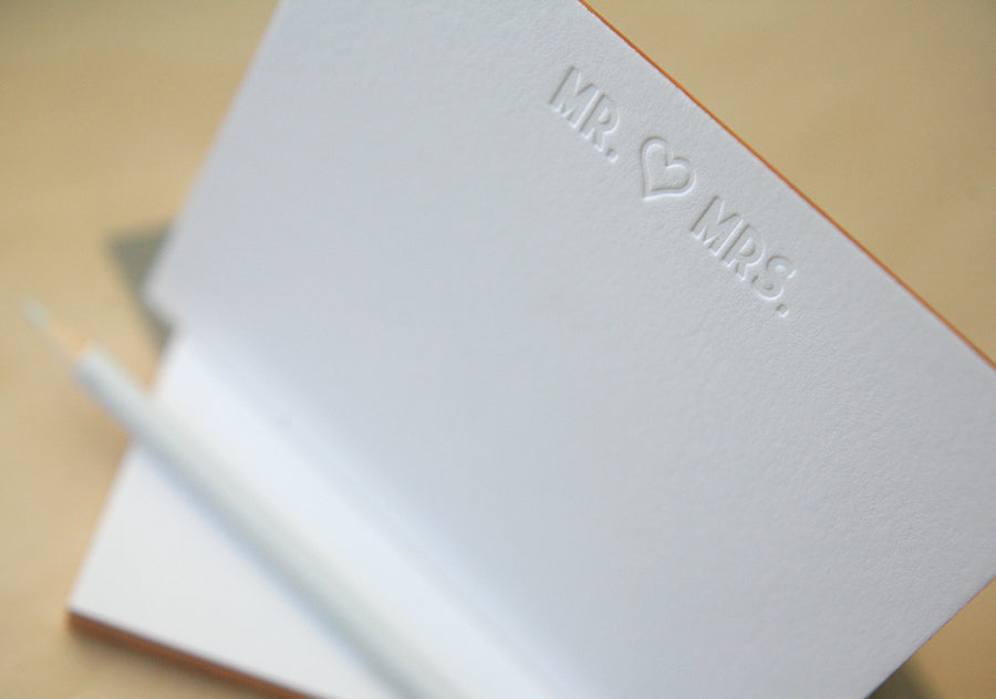 Mr. & Mrs. Letterpress Edge Painted Notes