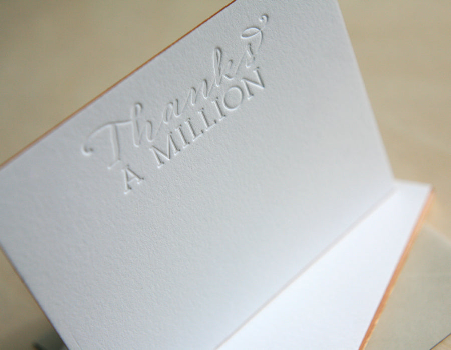 Thanks A Million Letterpress Edge Painted Notes