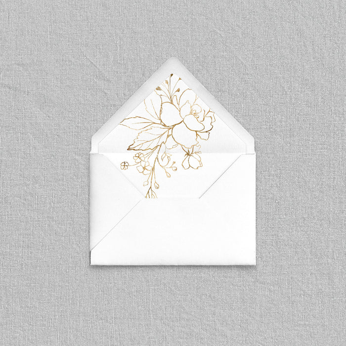 Gold Foil Look Rose Envelope Liners